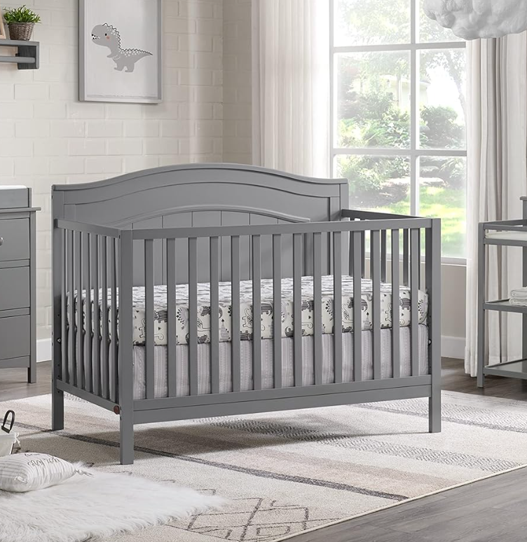 Safety Certified Multi Convertible Baby Crib, Soft Dove Gray Shade