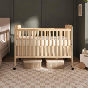 Three Mode Transformable Baby Crib, Natural Wood Finish